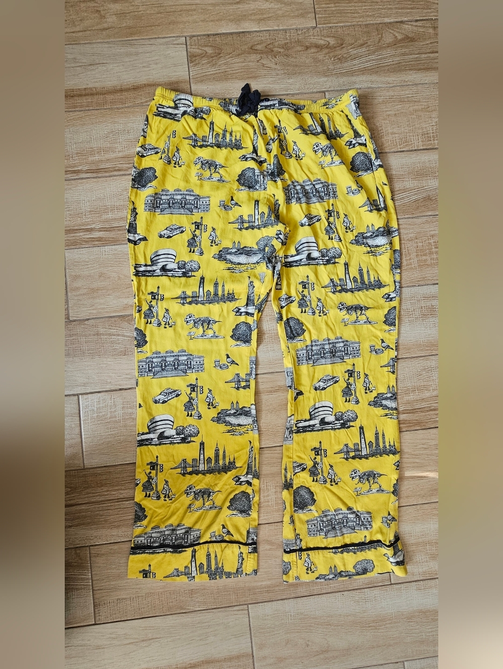 Katie Kime New York Fifth Avenue toile print yellow pajama Bottoms 3XL